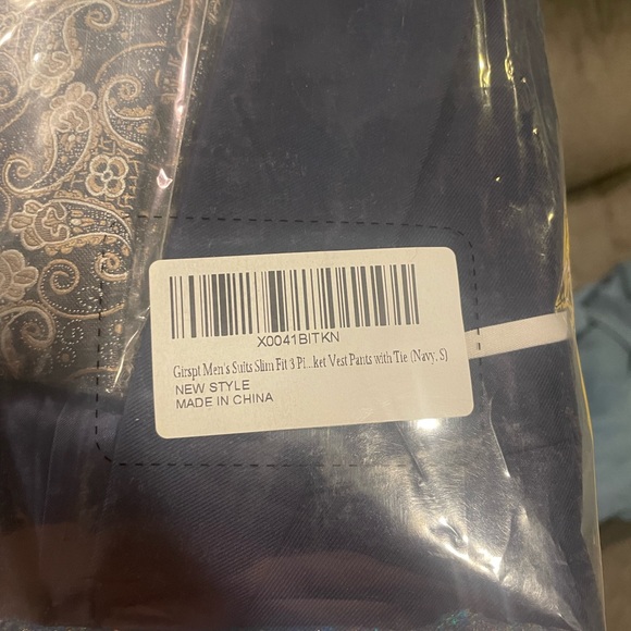 Mens 3 Piece Navy Suit Size Small - Picture 5 of 6